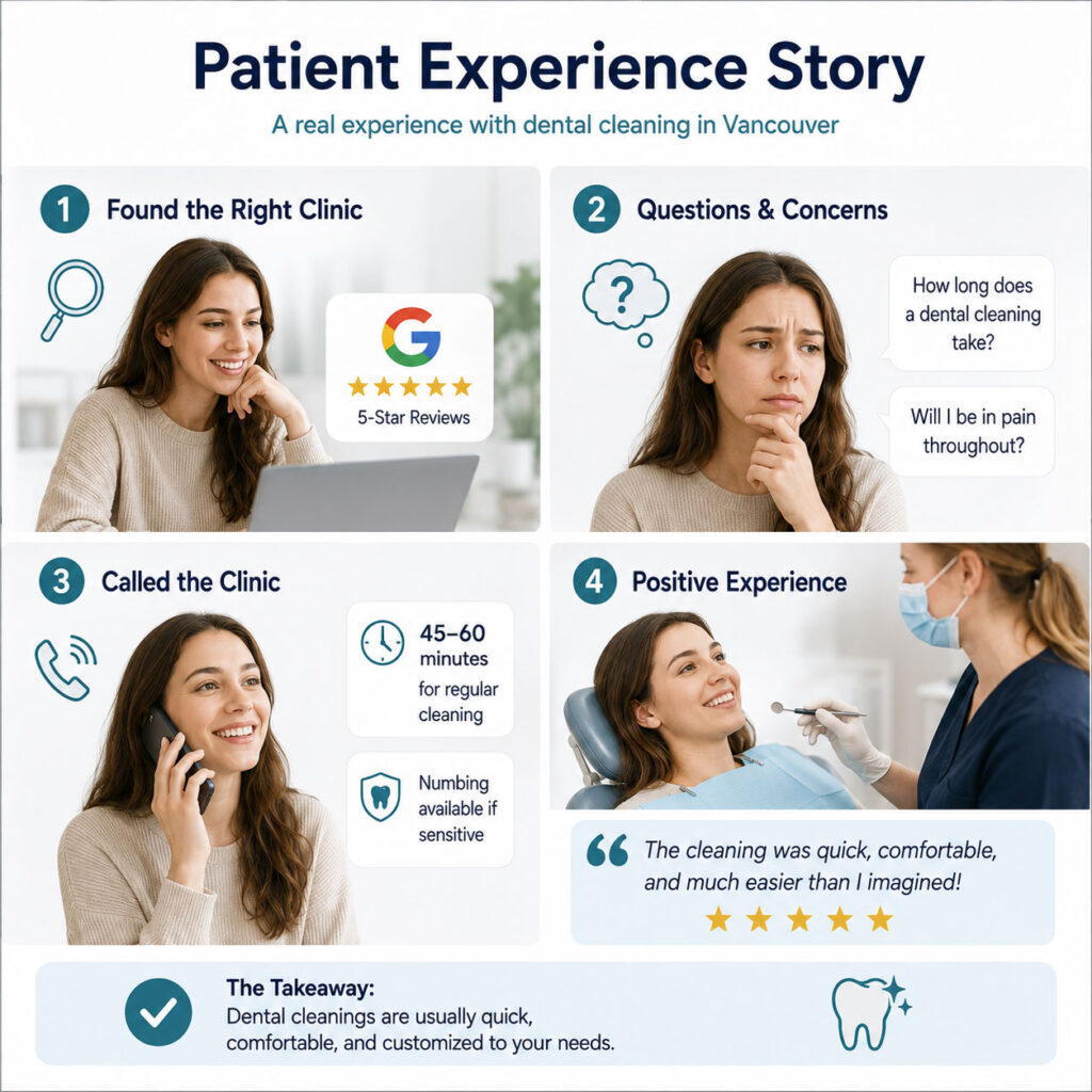 A comfortable dental cleaning experience with personalized care at Hemlock Dental Clinic in Vancouver.