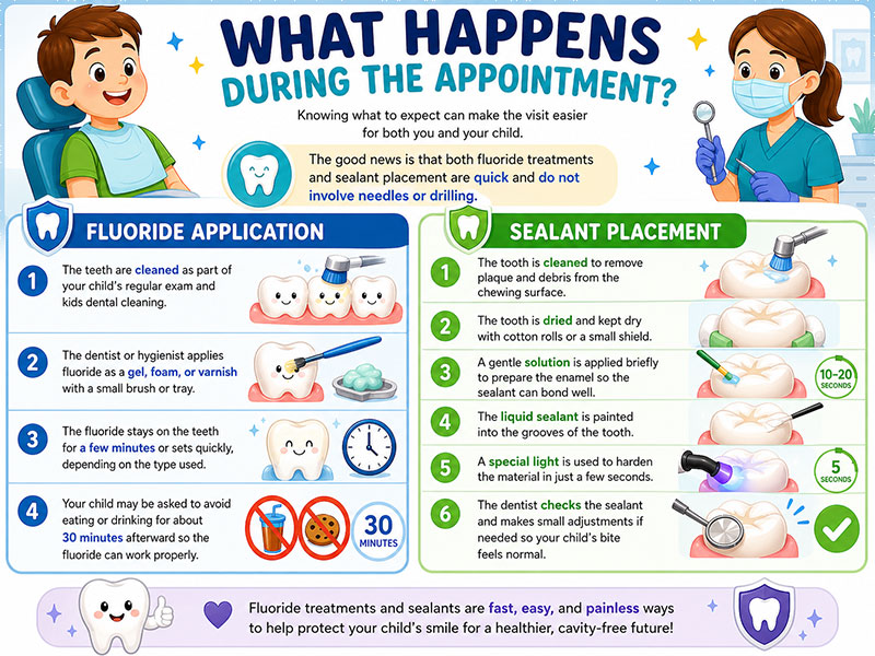 Fluoride & Dental Sealants for Kids in Vancouver BC 2 What Happens During the Appointment Fluoride and aDental Sealants for Kids in Vancouver BC