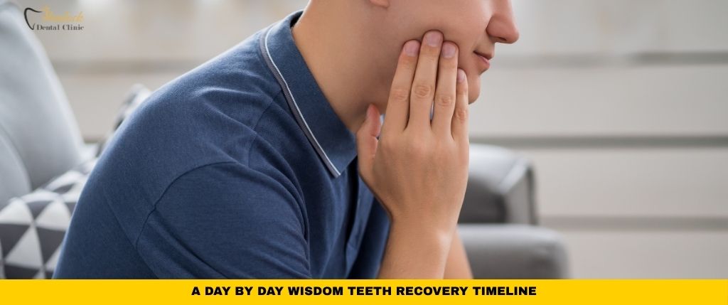 Dental Clinic Blog 2 Person holding jaw during healing after extraction for a day by day wisdom teeth recovery timeline