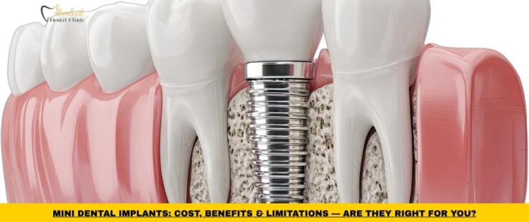 Mini Dental Implants supporting a dental restoration and improving denture stability