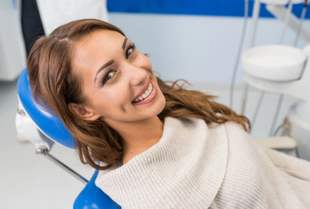 happy woman smiling dental clinic