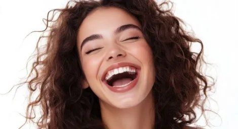 Close-up of bright white teeth after one-day whitening treatment - how to whiten teeth in a day -how to whiten teeth in a day